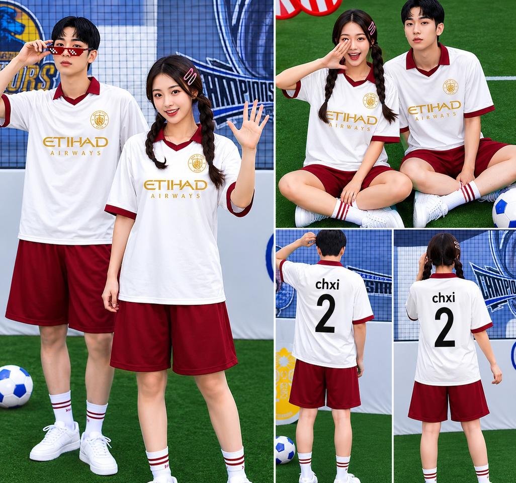 맨시티 유니폼 축구 반티세트 흰빨 스포츠 상하의(55~66,90~95)