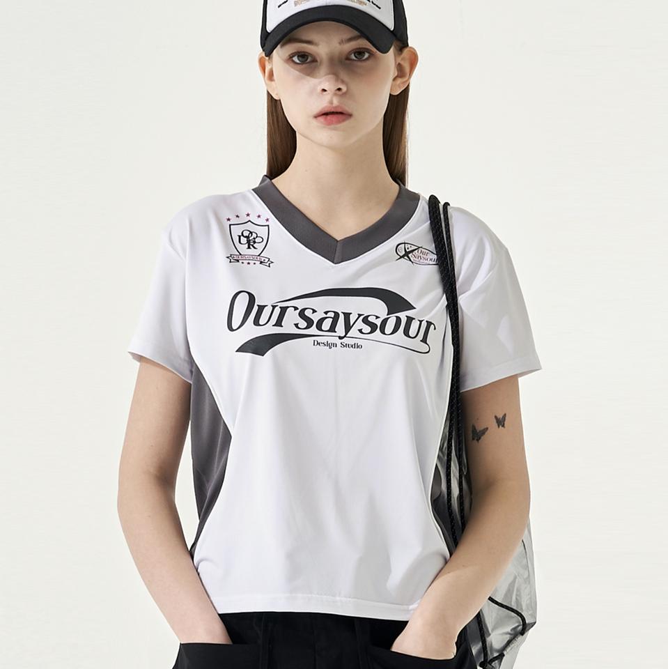 아워세이아워(OURSAYSOUR) 스포티 절개배색 파이핑티셔츠 