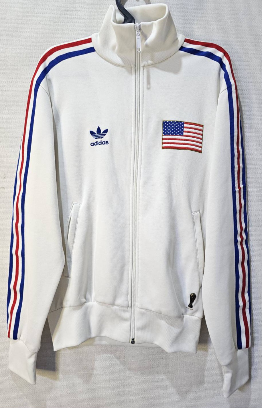 아디다스 미국 USA 화이트 트랙탑 져지집업 85~90/XS~S