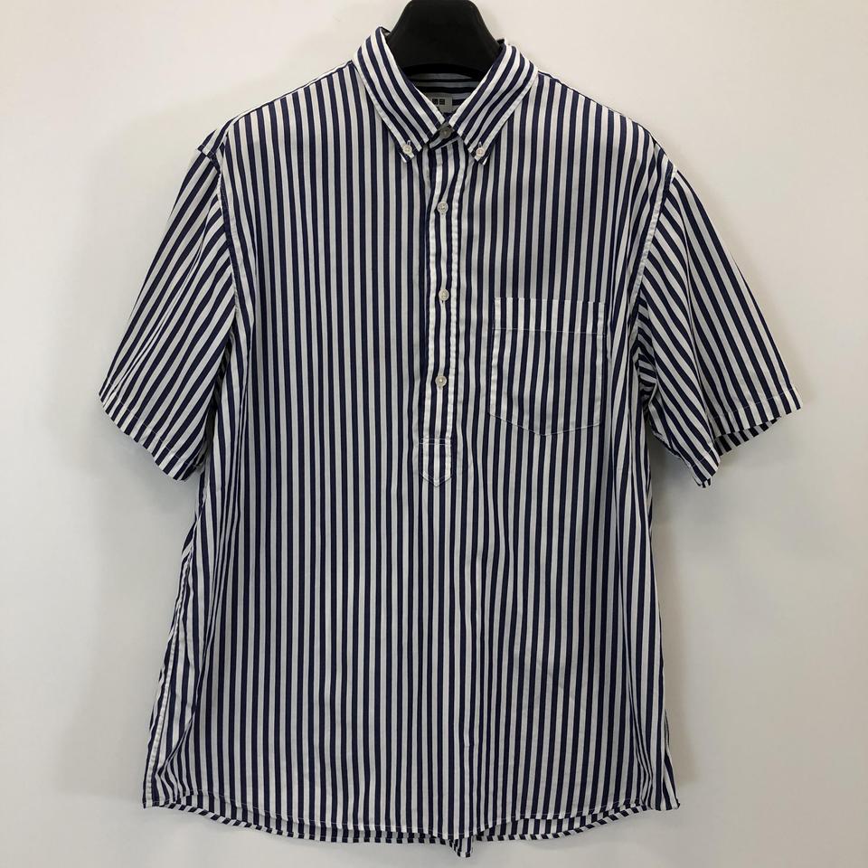 유니클로 스트라이프 하프셔츠 XL