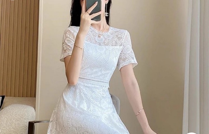 셀프 웨딩 하객룩 레이스 드레스 홀복 체크 자카드 정장 원피스 데이트룩