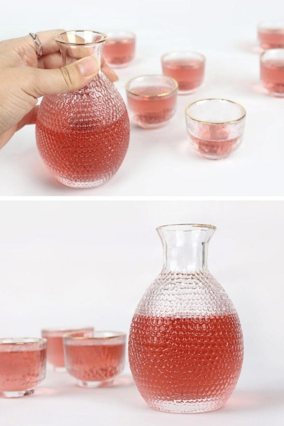 골드림 물결무늬 유리 술병 480ml