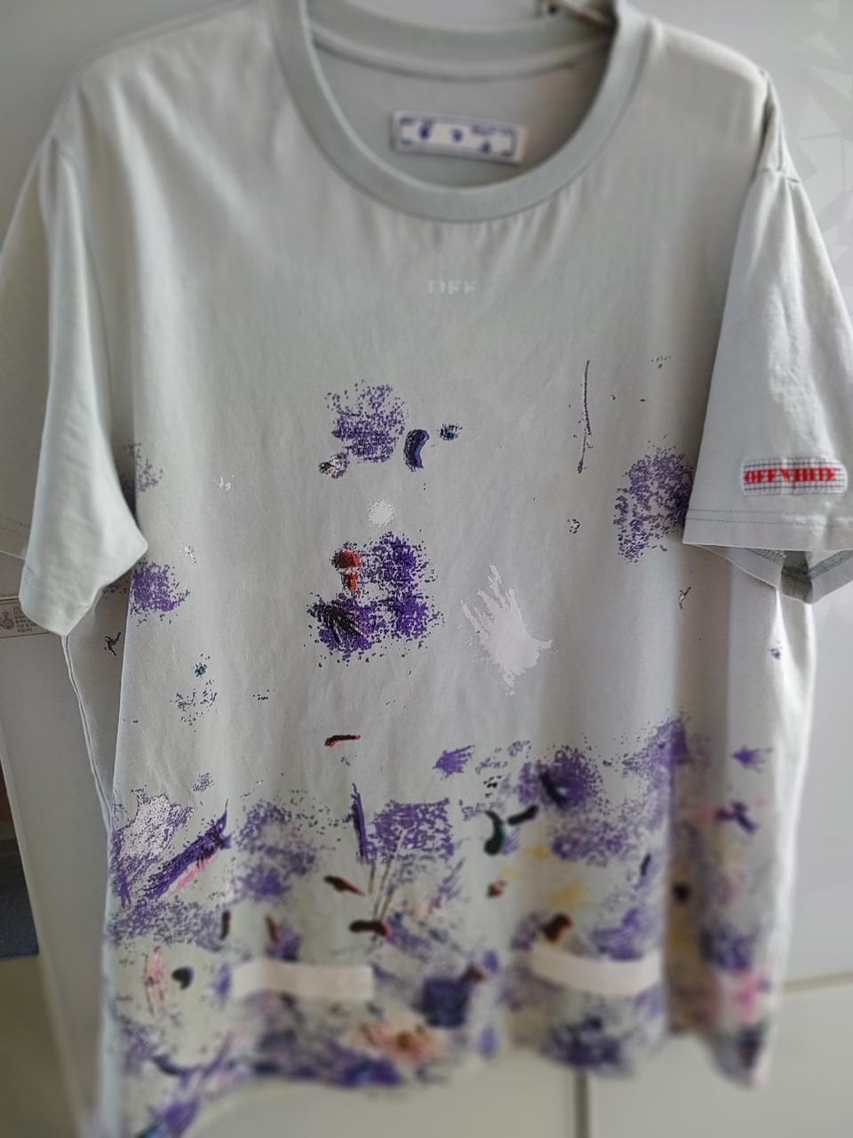 OFF WHITE 정품 오프화이트 페인트 스프레이 반팔 티셔츠 L