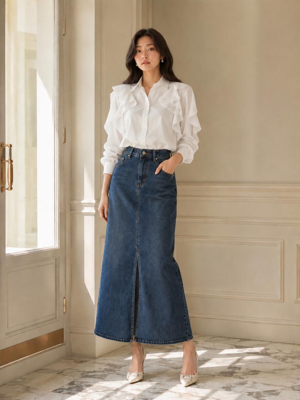 딘트 프릴 블라우스