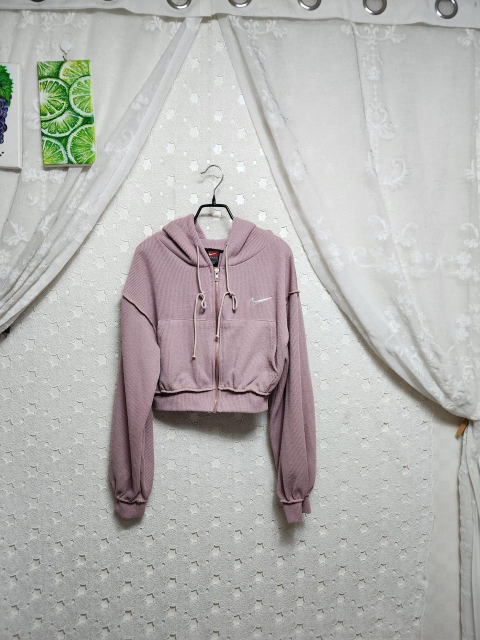 나이키로고 인디핑크 크롭집업 여성s