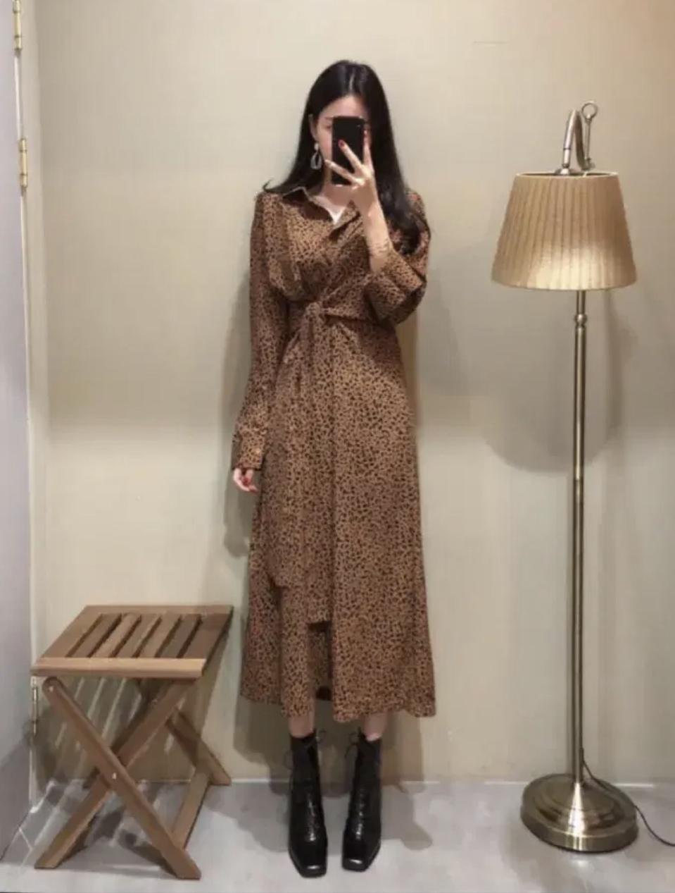 레오파드 맥시 원피스