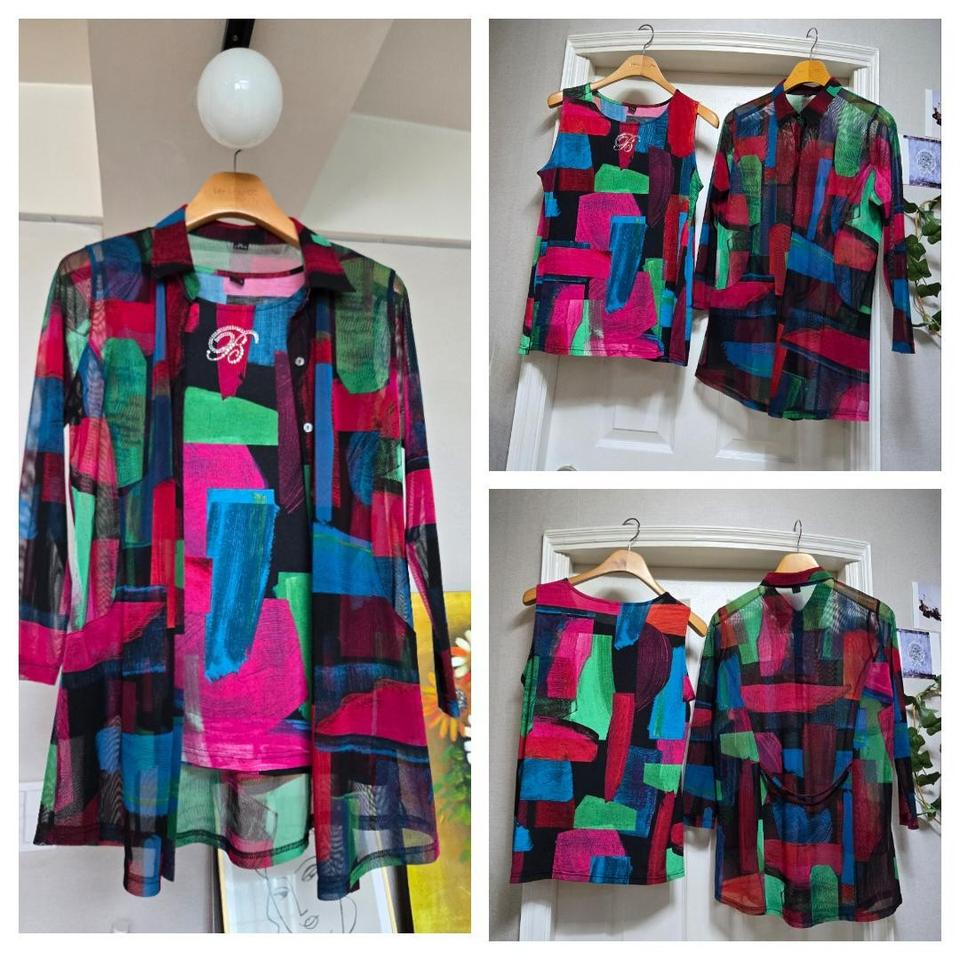 화려한 민소매+셔츠 set/ XL/free
