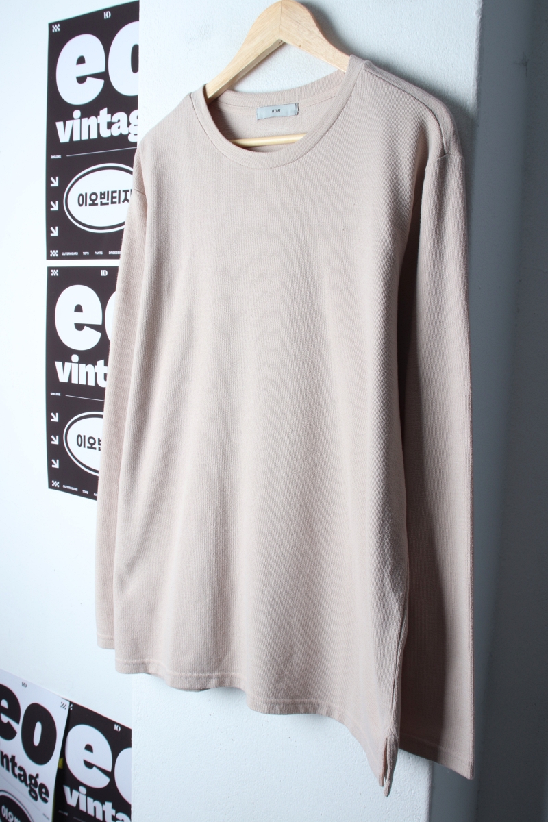 (2XL) 흄 긴팔티셔츠 빅사이즈 무지 베이지 기본-82AF