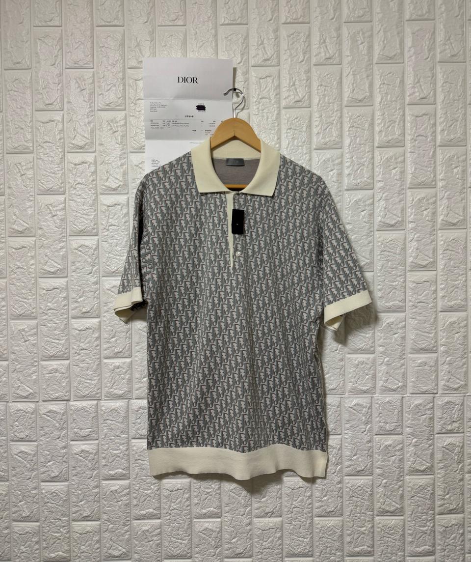 디올 오블리크 자카드 니트 카라티 폴로티