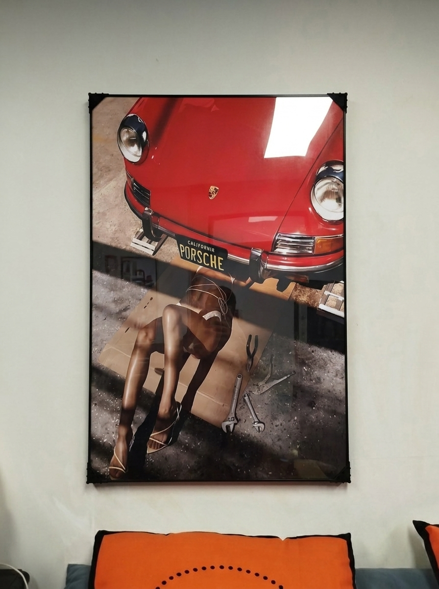 그림 액자 팝아트 인테리어소품: 빨간 포르쉐 차량 그림 대형그림액자