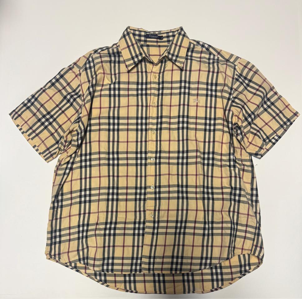 버버리 런던 로고 커스텀 빅 사이즈 노바 체크 반팔 셔츠 XL 2XL