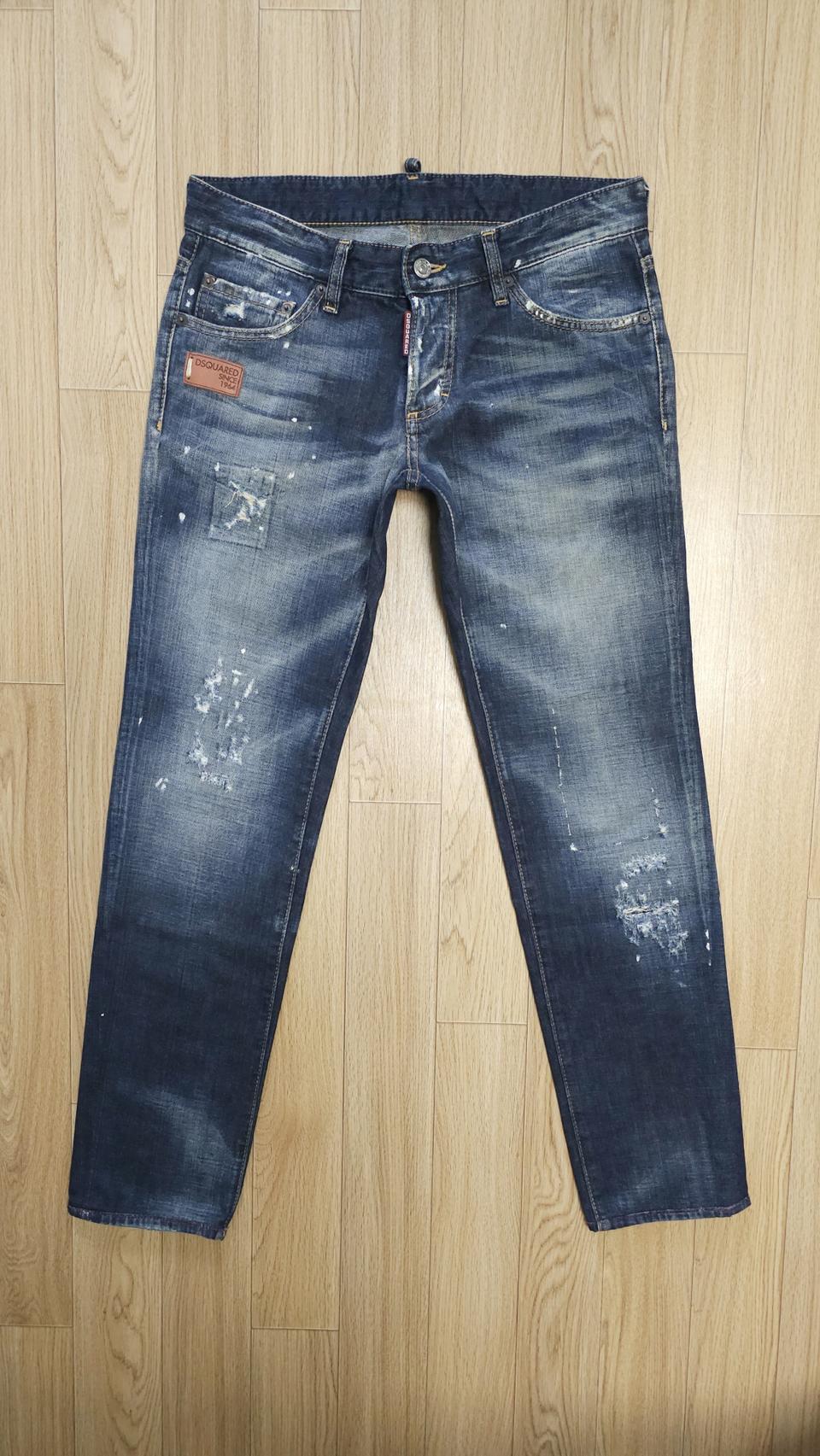 정품 디스퀘어드 스퀘어패치 슬림진 청바지 46