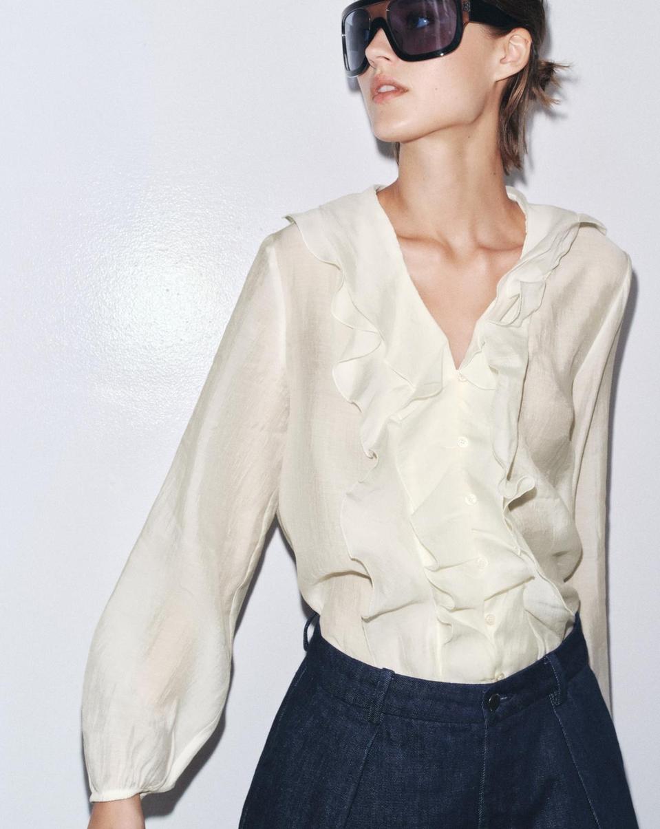 새옷■ZARA 라이오셀76% 우아한 여름러플블랏