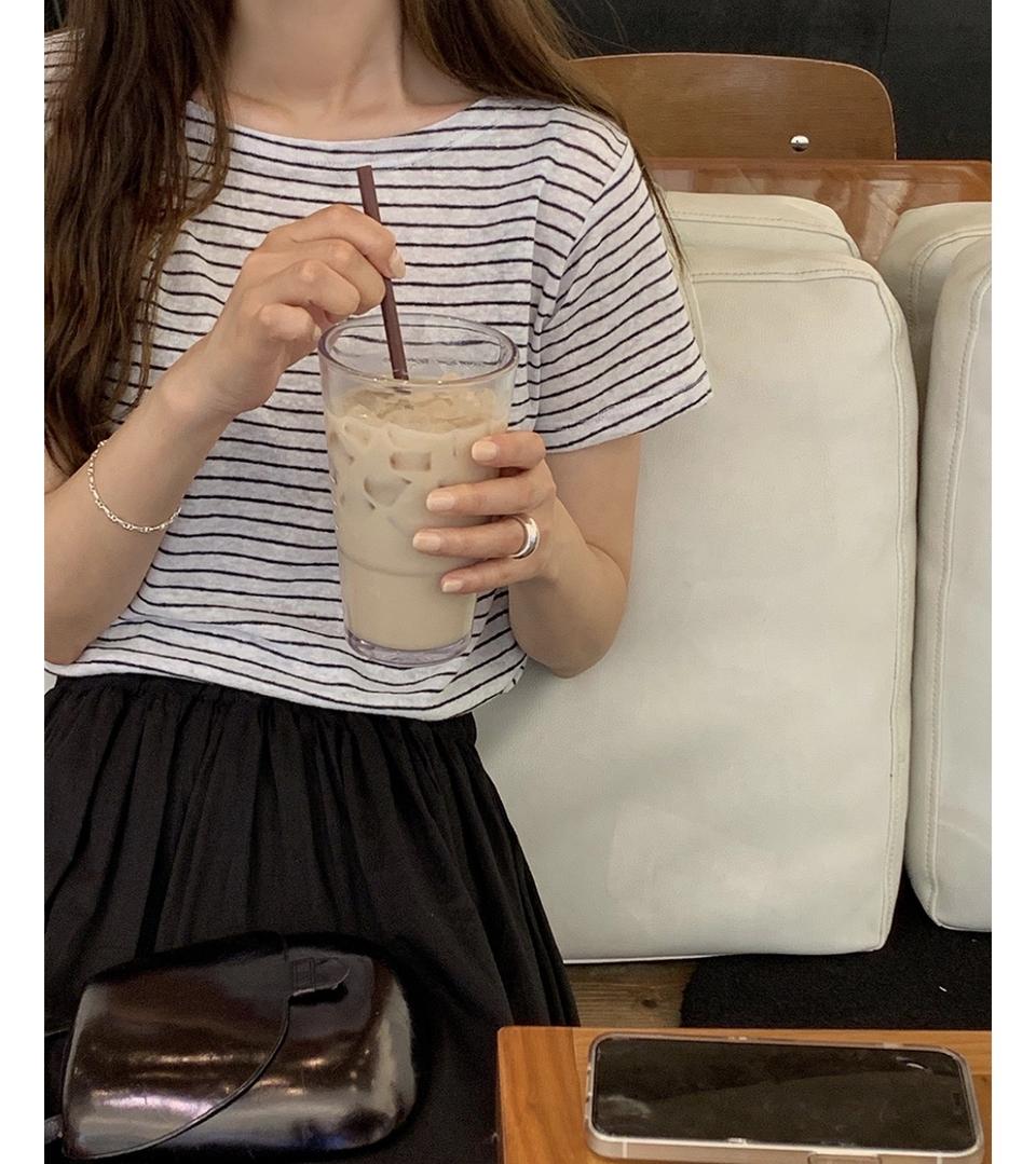 라이크유 린넨 스트라이프 티셔츠