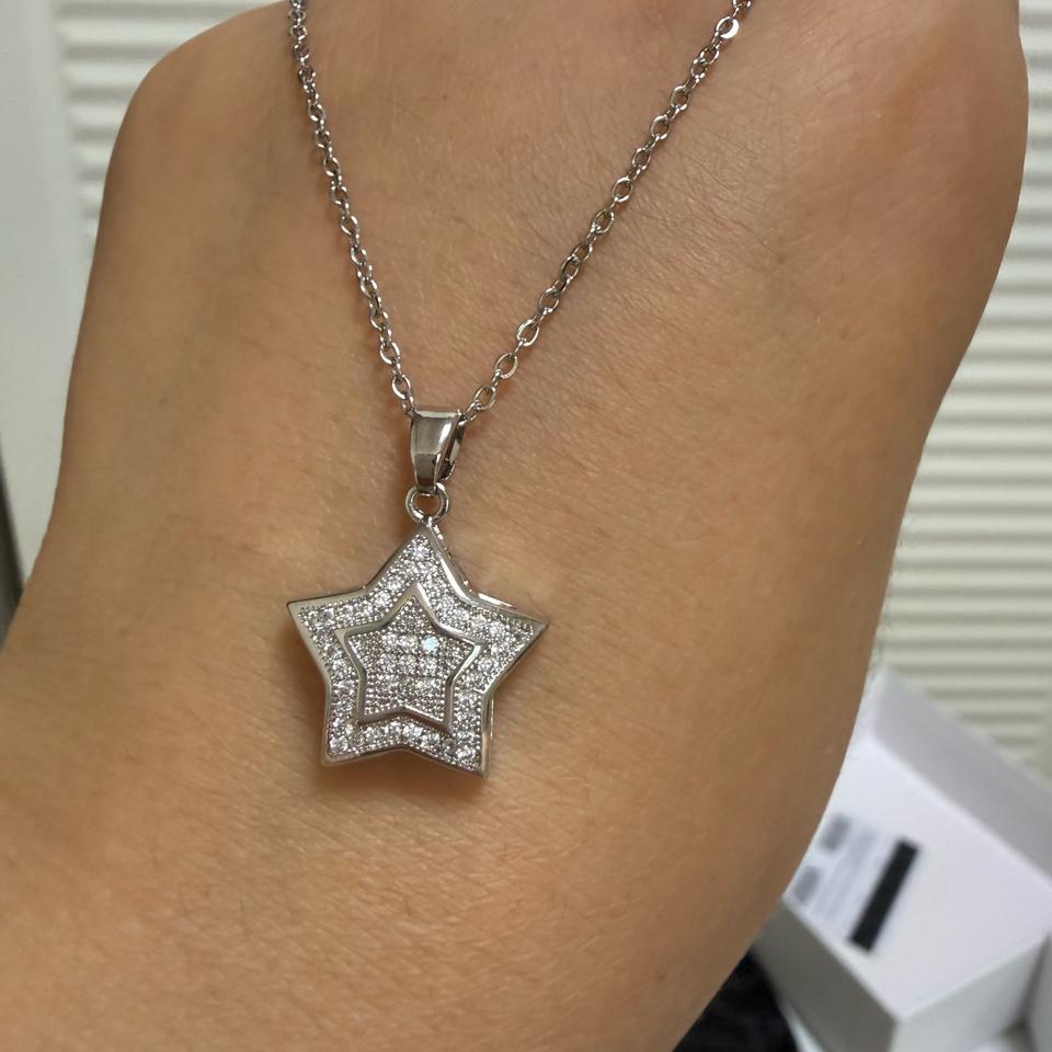 실버 스타 큐빅 목걸이