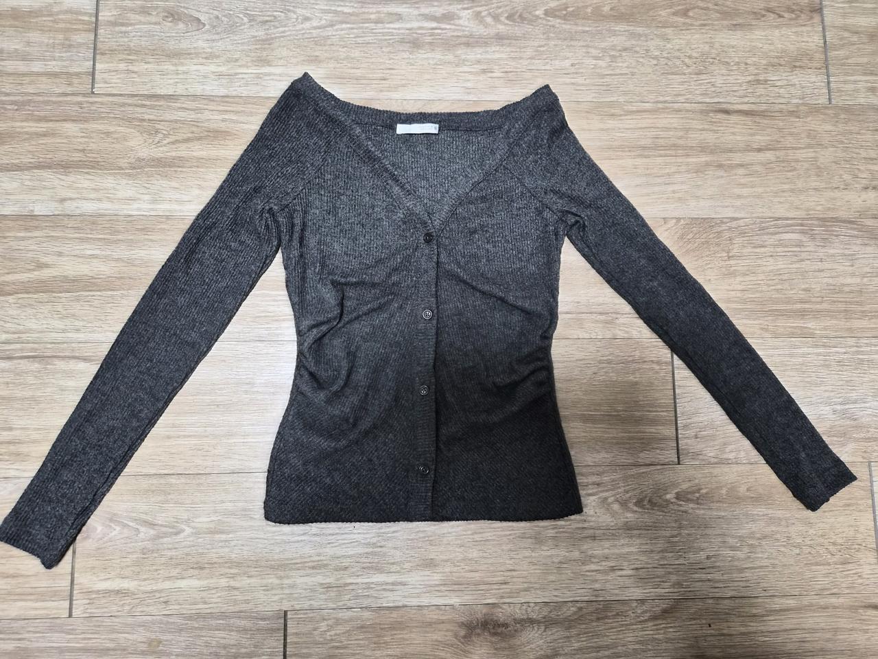 ZARA 골지 브이넥 가디건 S 그레이
