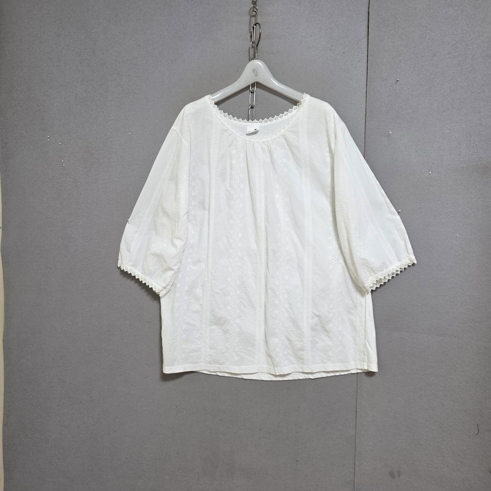 앞뒤배색다른 띠레이스 티셔츠 L  n7718