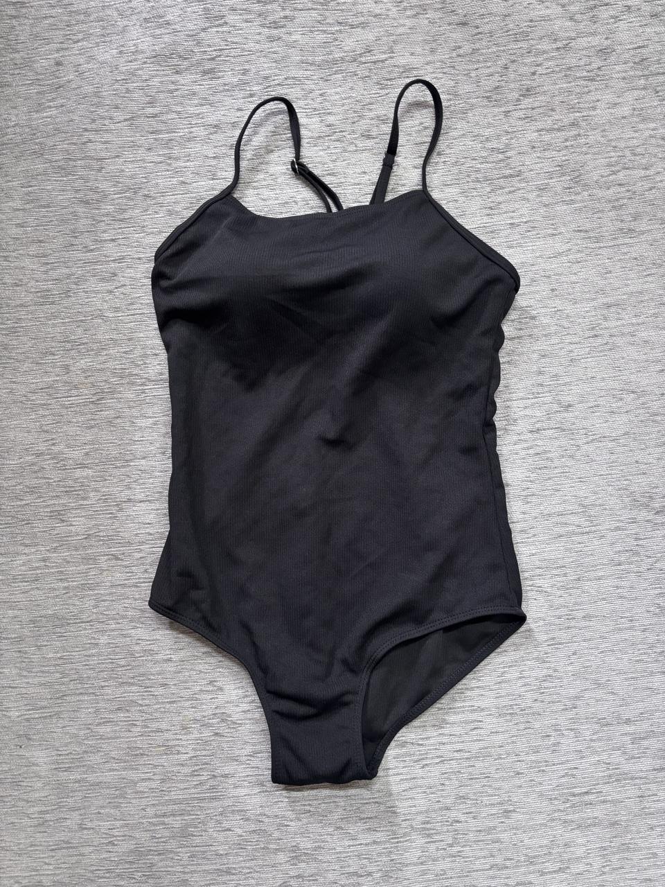 여성 스쿱 넥 골지 블랙 원피스 수영복 바캉스 
