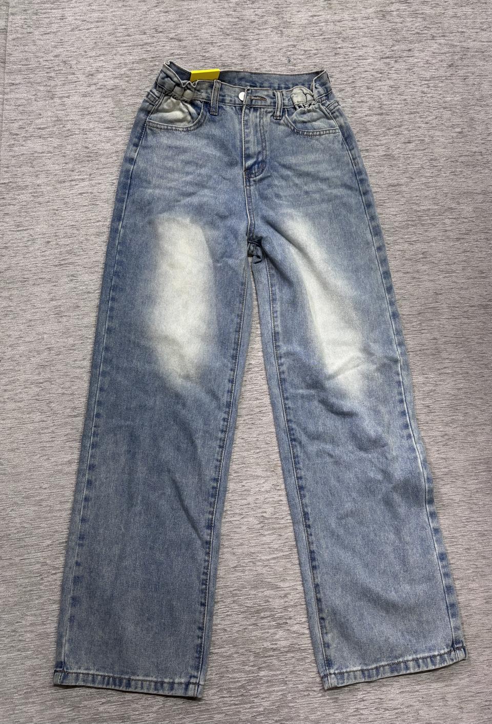 팬벨리 여성 빈티지 워싱 일자 데님 청바지 S