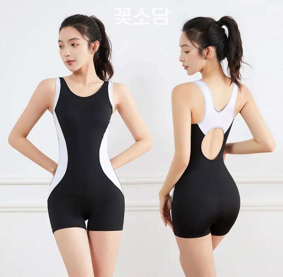 블랙&화이트 스포츠 원피스 수영복