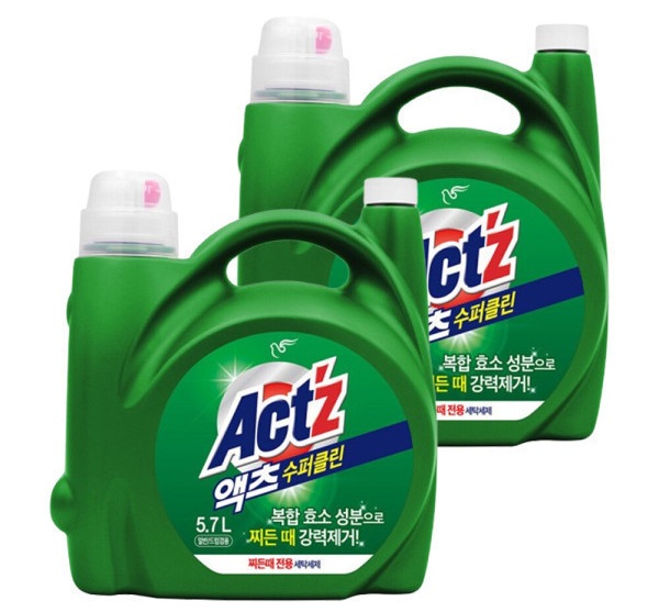 액츠 수퍼클린 찌든때 5.7L 2개 액체세제 세탁세제