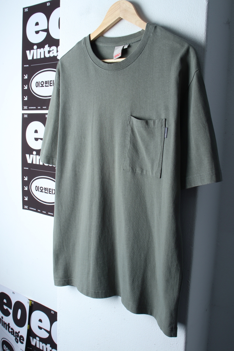 (L-XL) 스파오 반팔 티셔츠 포켓 무지 그린-H34588