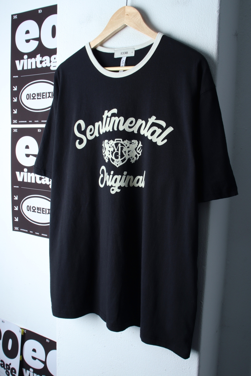 (XL-2XL) 이코르 반팔 티셔츠 오버핏 링거 블랙 2사이즈-H3460