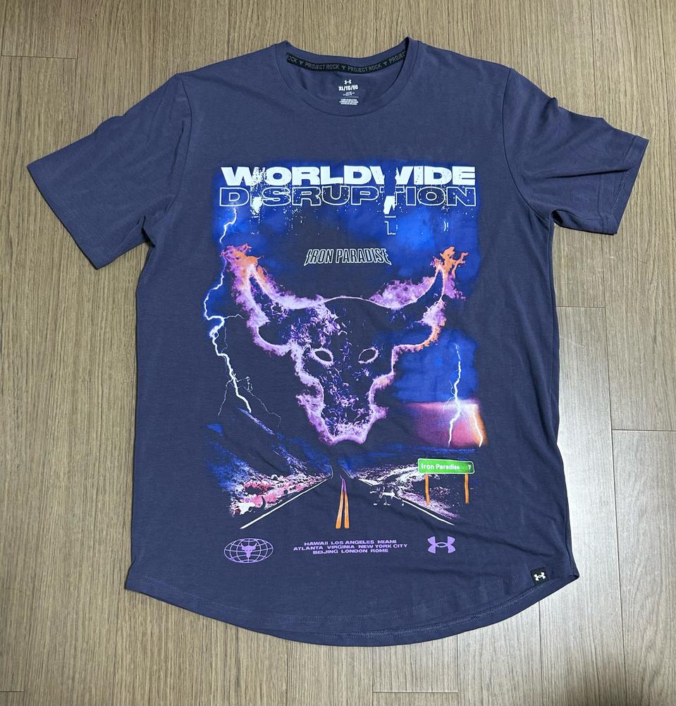 언더아머 기능성 WORLDWIDE 프린팅 반팔 XL 1C2-2