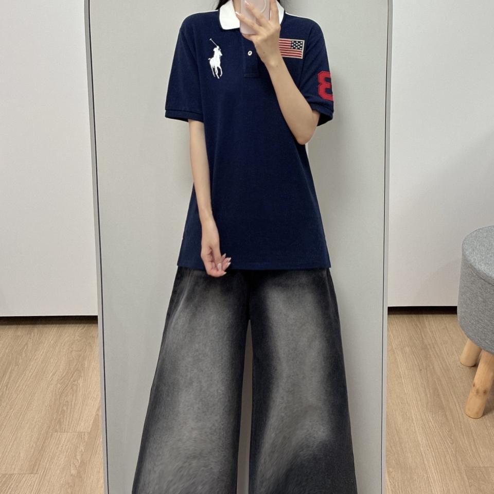 폴로 랄프로렌 빅포니 USA 성조기 네이비 카라 반팔 티셔츠