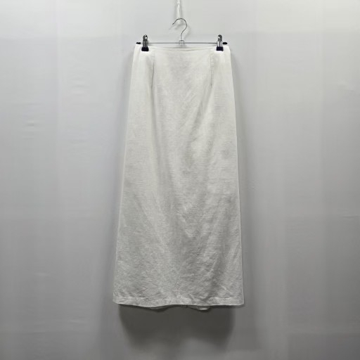 1849 [minimini]화이트 린넨혼방 롱 스커트 뒷밴딩 A라인