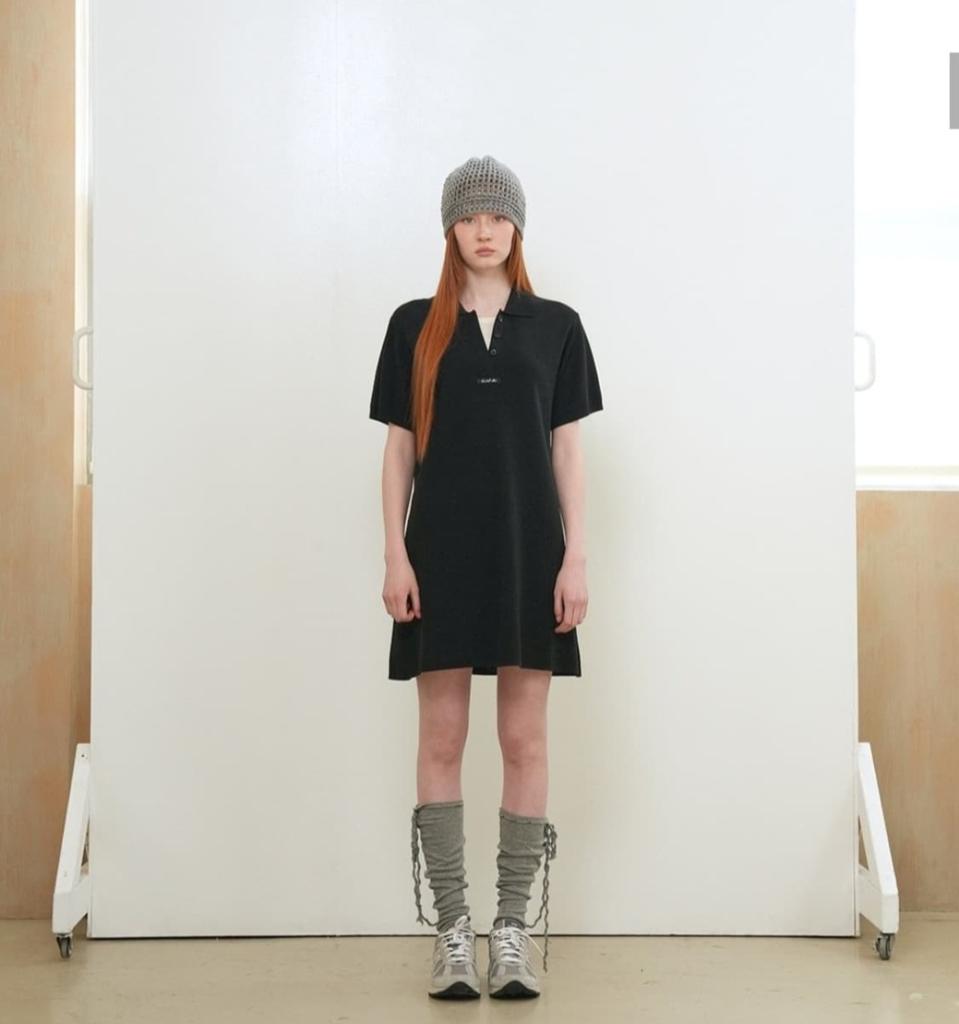 제너럴아이디어 레이어드 카라 이지 원피스 [BLACK]