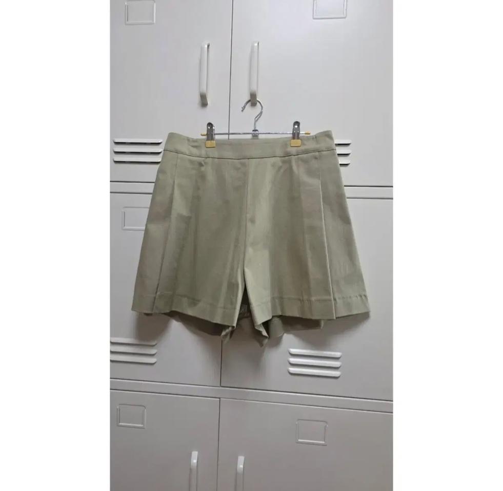 핀턱 뒷밴딩 팬츠 - 카키 베이지