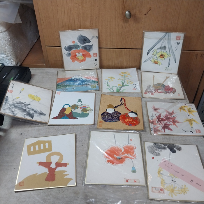 일본 전통 한지(와시) 미니 색지 및 그림 엽서 모음 /11장