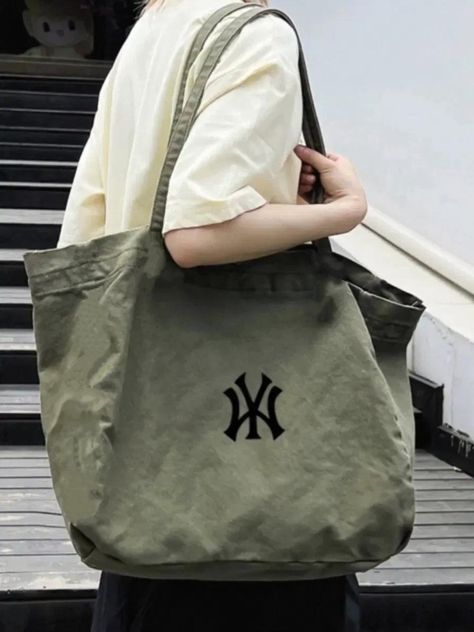 MLB가방 캔버스 숄더백 에코백  대용량 스쿨백<남여공용>무배<카키>