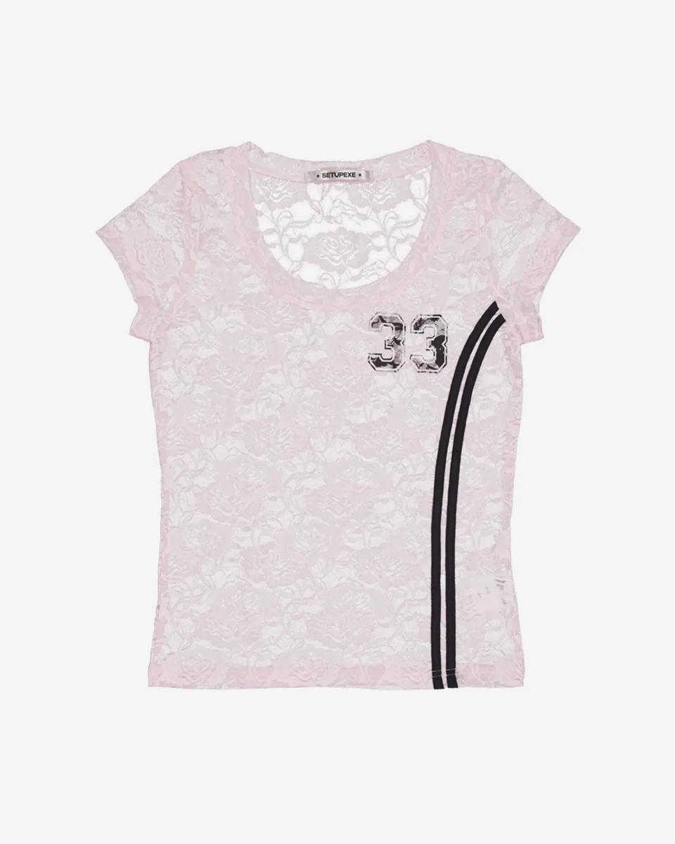 [새상품] 셋업이엑스이 33 LACE TOP BABY PINK