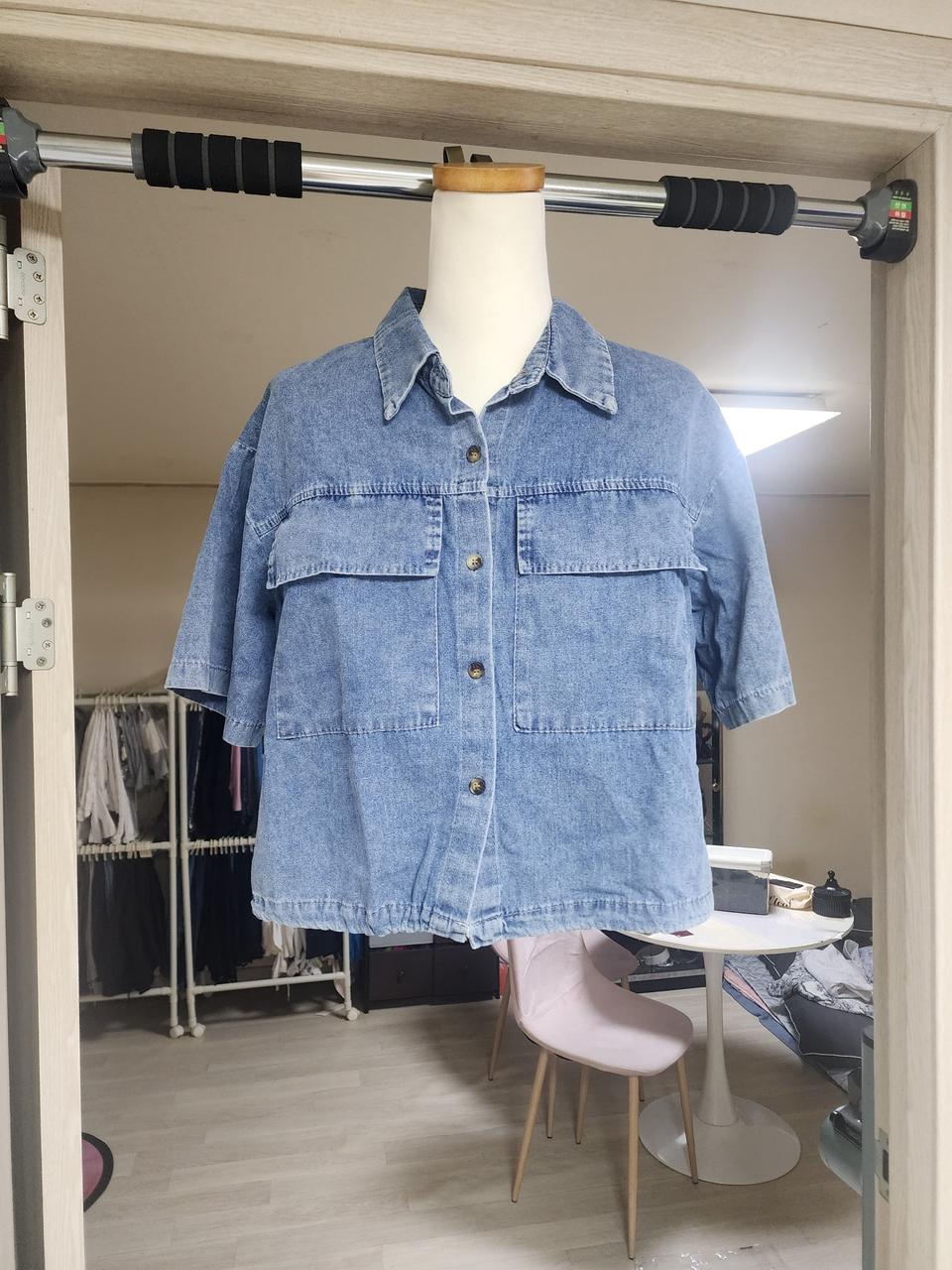 데님 크롭 셔츠   새상품