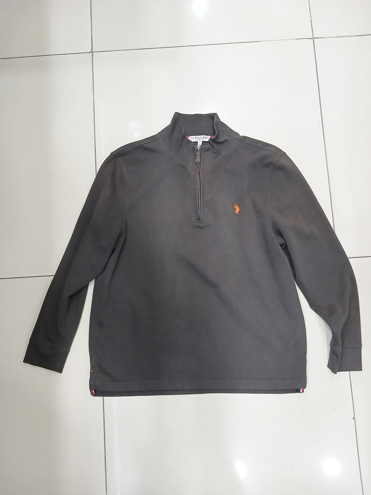 us polo assn  100사이즈 진카키 반집업 긴팔티 중고