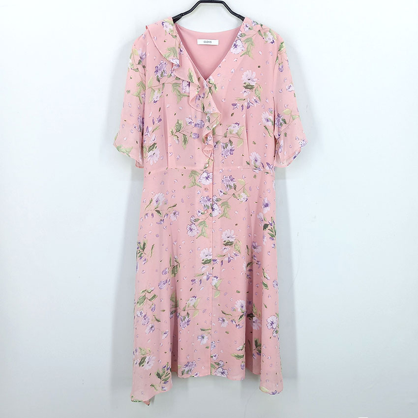 클라비스 여성 여름 쉬폰 반팔미디원피스 핑크91 (HU46348)