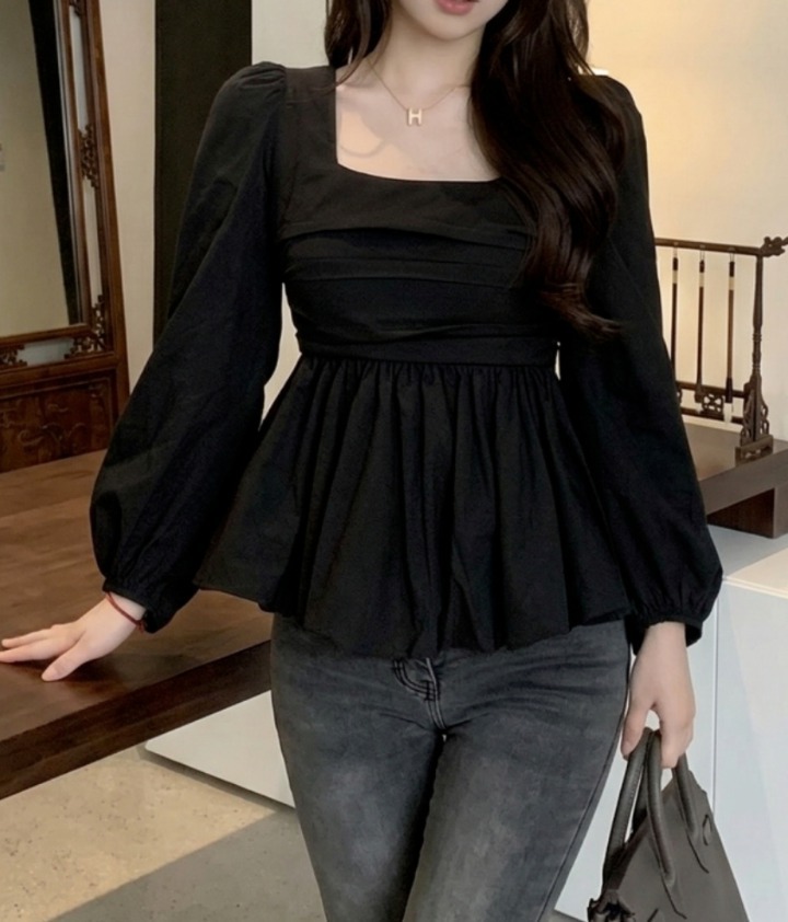 BL282  스퀘어넥 프릴 블라우스