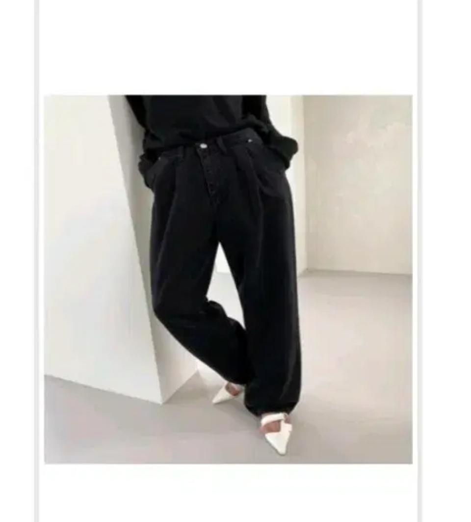 45번가 핀턱 데님 - 흑청,S