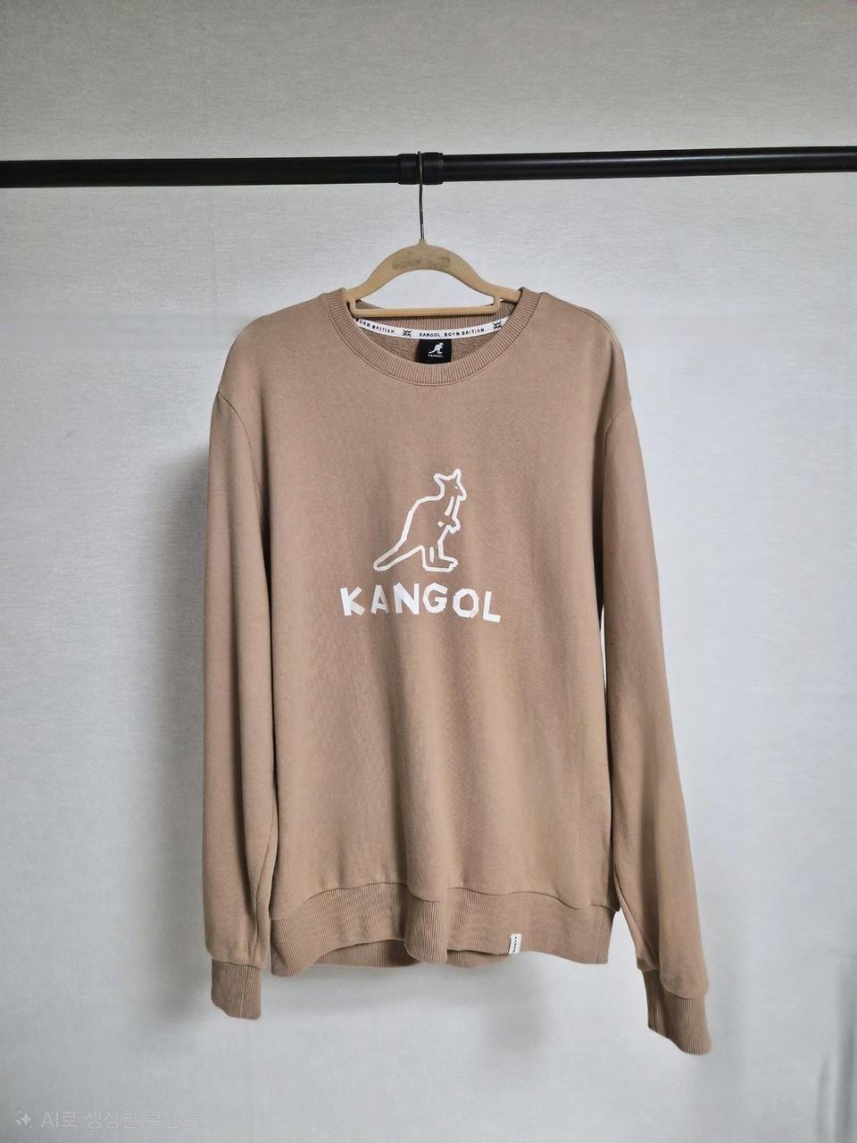캉골 베이지 빅 로고 맨투맨 M