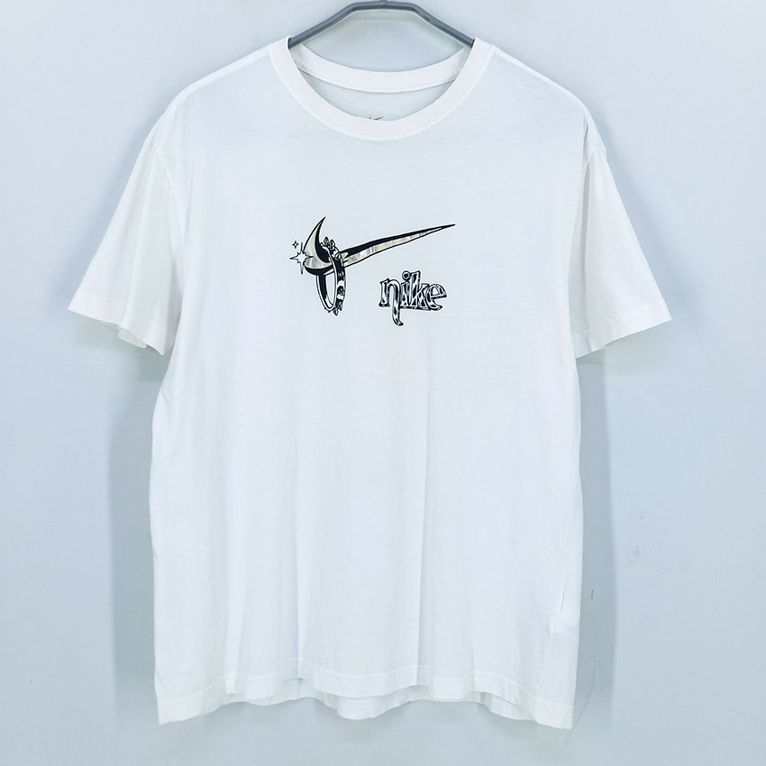 나이키 남성 여름 프린팅 라운드반팔티 연아이보리L (HU46398)