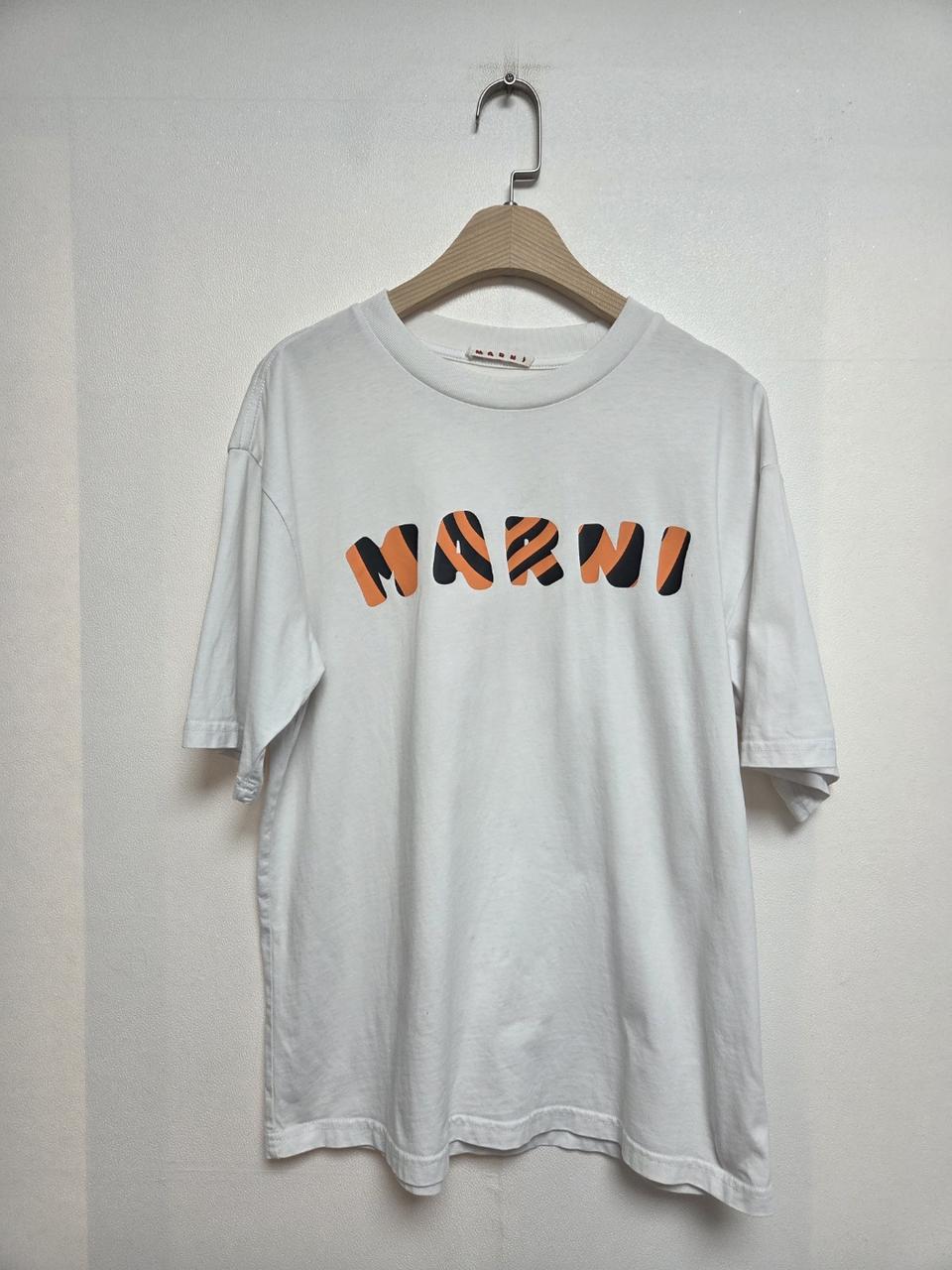 마르니 줄무늬 로고 프린팅 오버핏 반팔티 화이트(XS) 260813_4