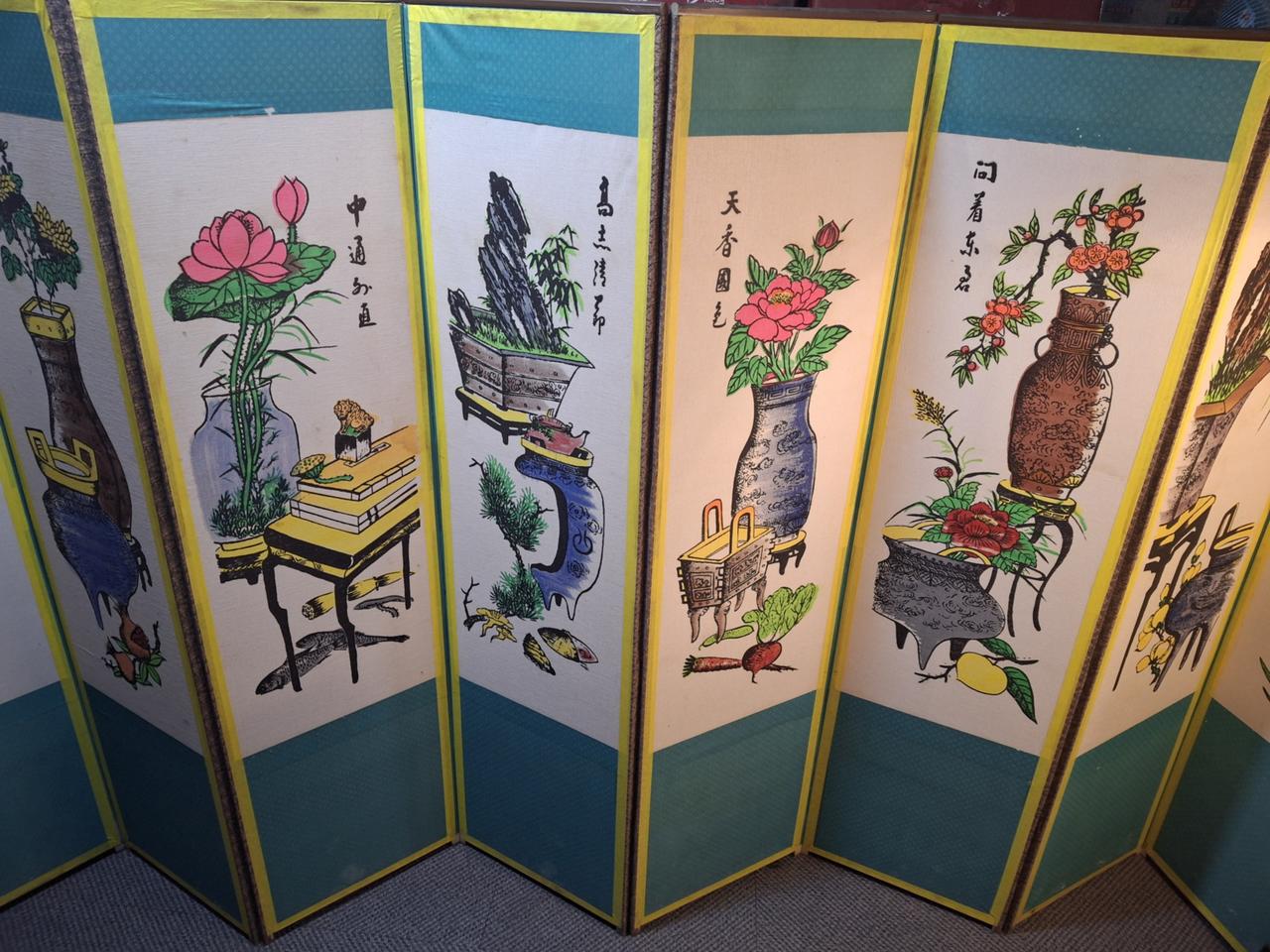 8폭 기명절지도 병풍
