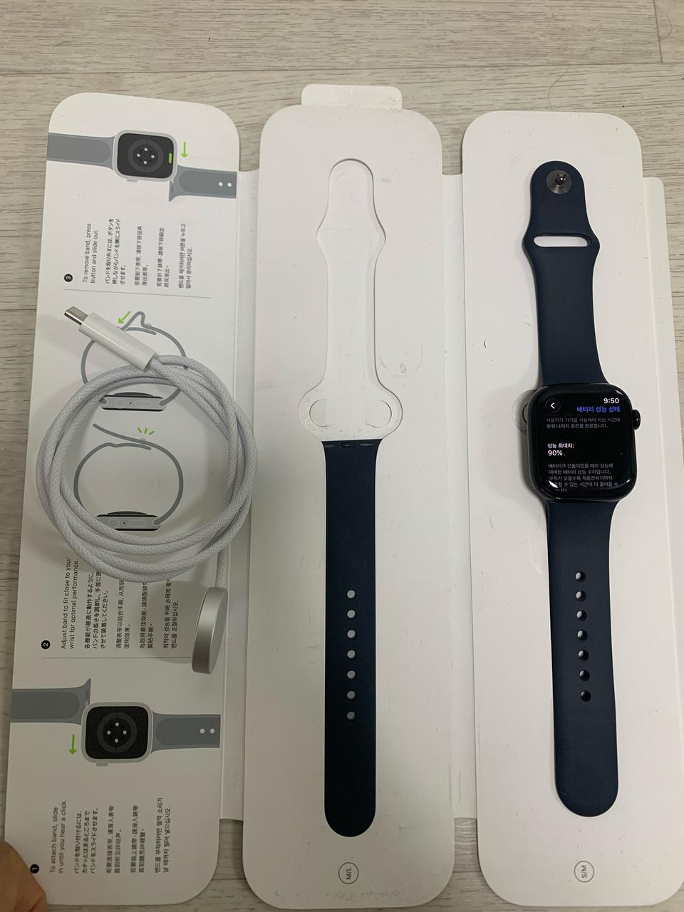 애플워치10 42mm 미드나이트 gps 배터리90%
