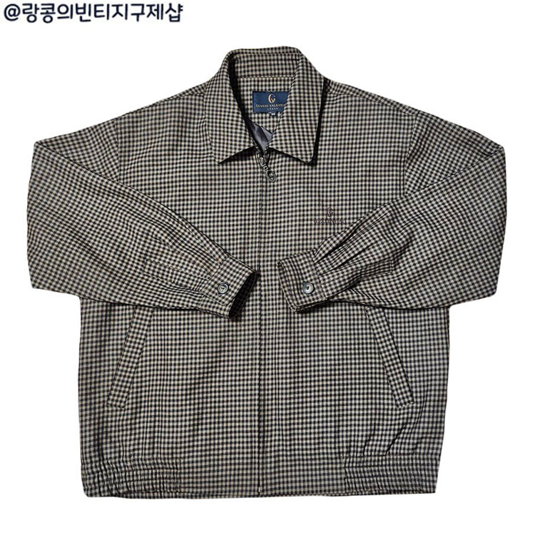 지아니 발렌티노 올드스쿨 빈티지 체크 블루종 자켓