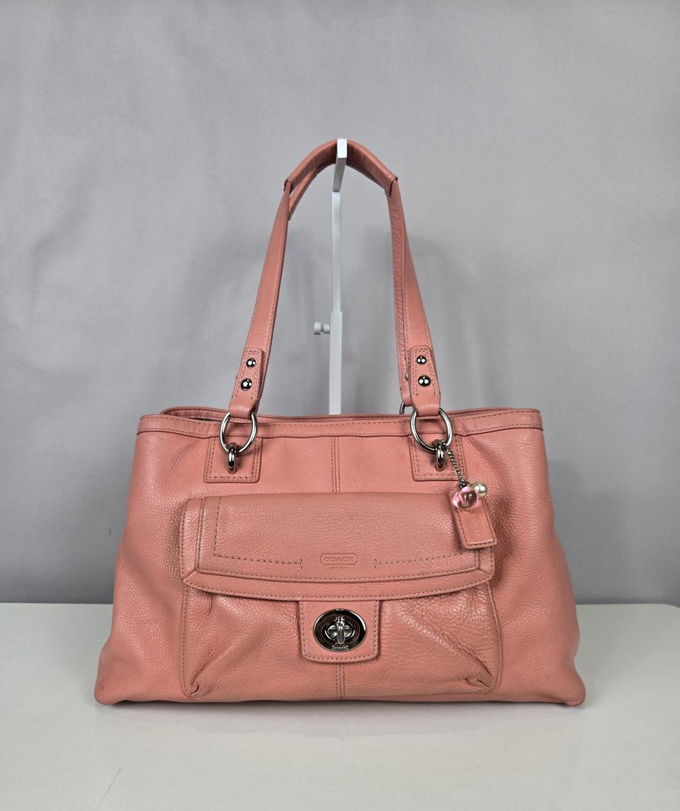 COACH 코치 캐리올 페넬로페 가죽 사첼백 가방 숄더백 피치 핑크 코랄