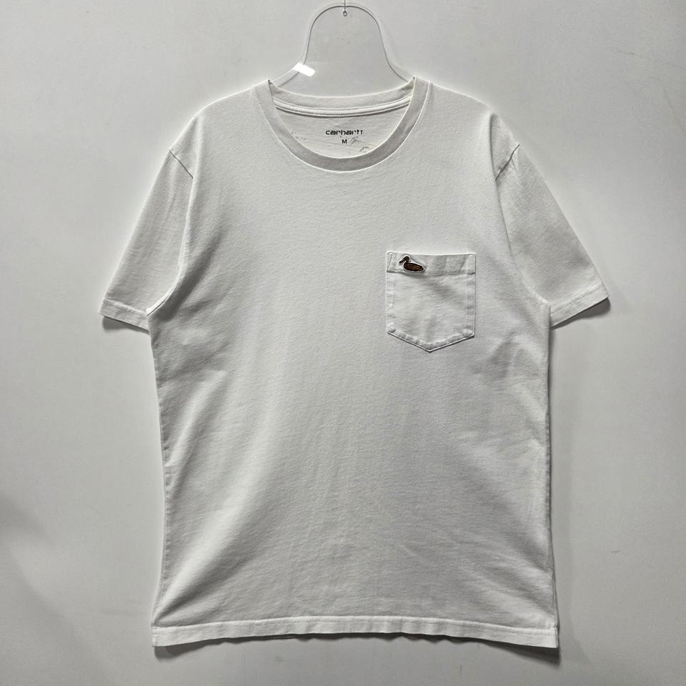 칼하트 화이트 오리 자수 포켓 반팔 티셔츠 M 26081913