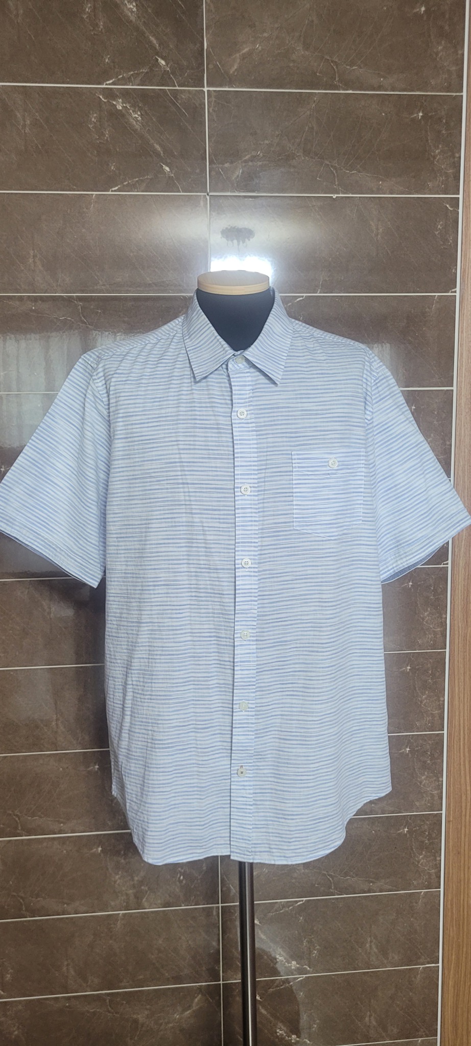 (남성105사이즈)Weatherproof 스트라이프 반팔 남방(여름용)