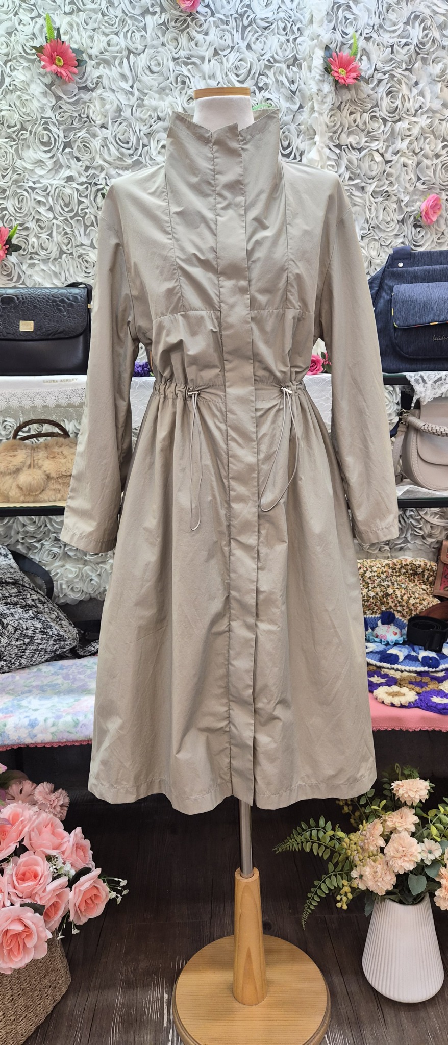 VERAWANG 베라왕 면 혼방 바스락 바람막이 롱코트 55